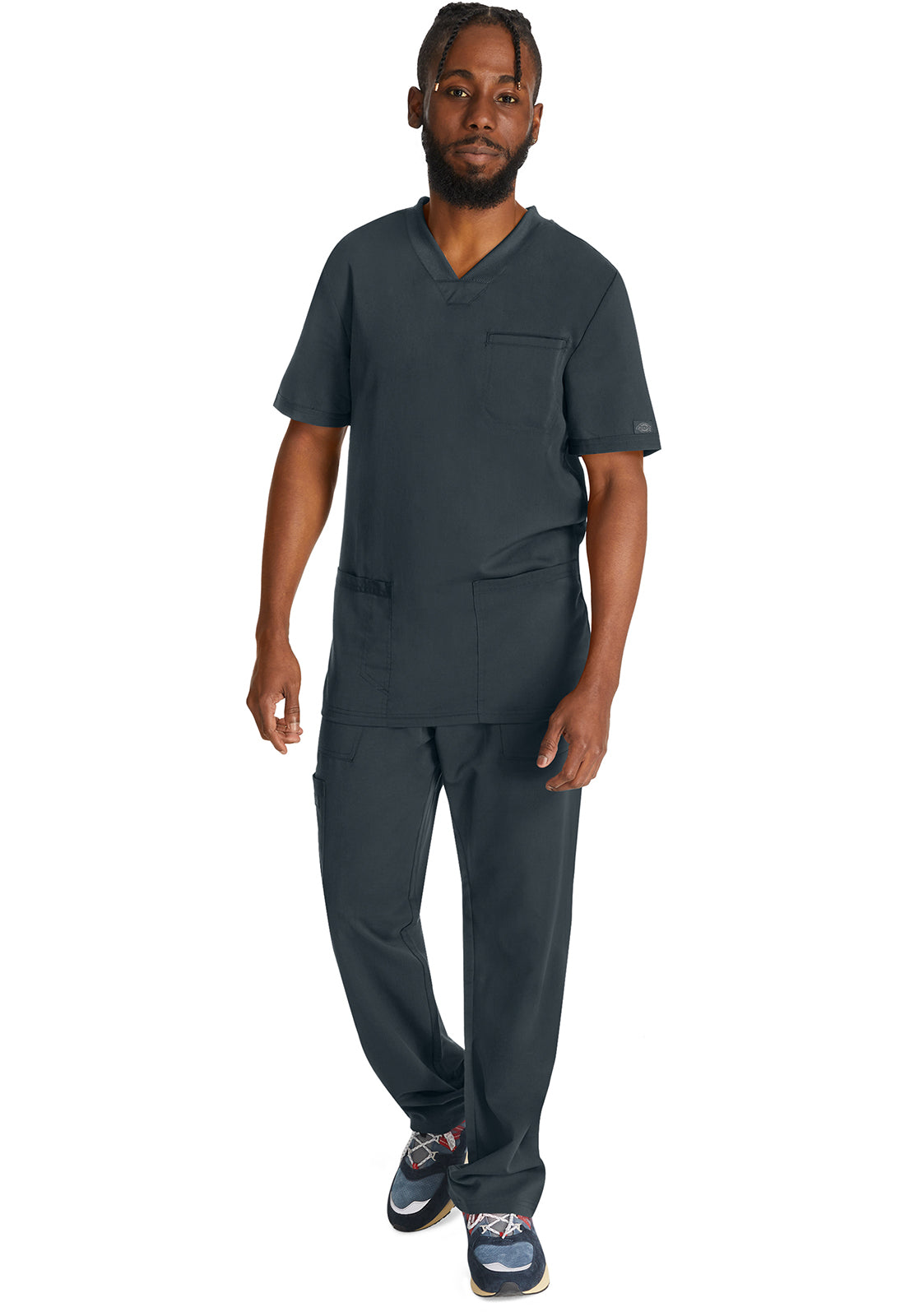Heren T-shirt met V-hals met gebreide panelen en 2-way stretch