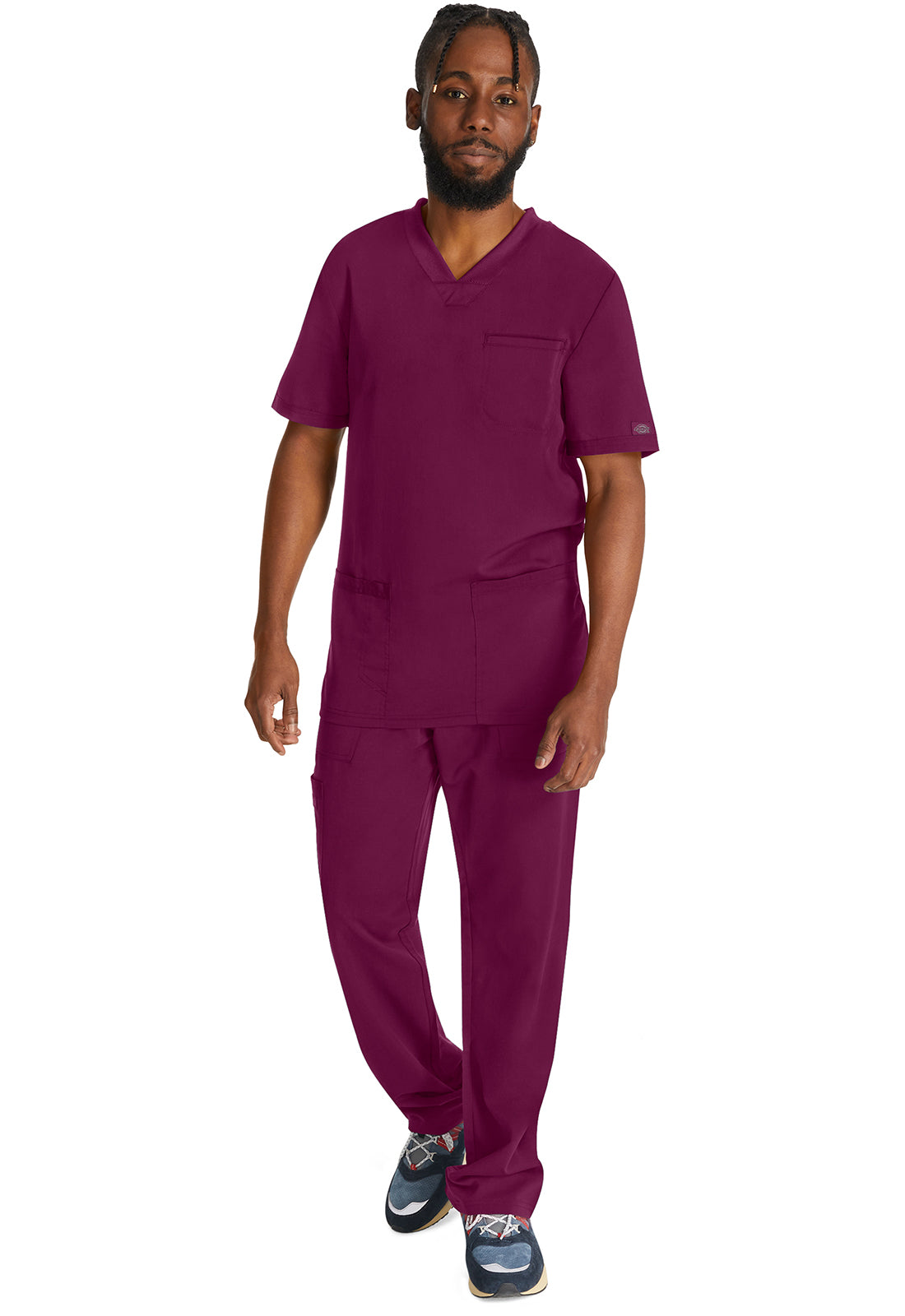 Heren T-shirt met V-hals met gebreide panelen en 2-way stretch