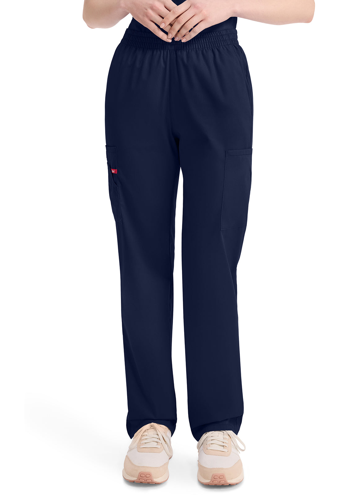 Broek met natuurlijke taille en taps toelopende pijpen dames met elastische tailleband en cargozakken