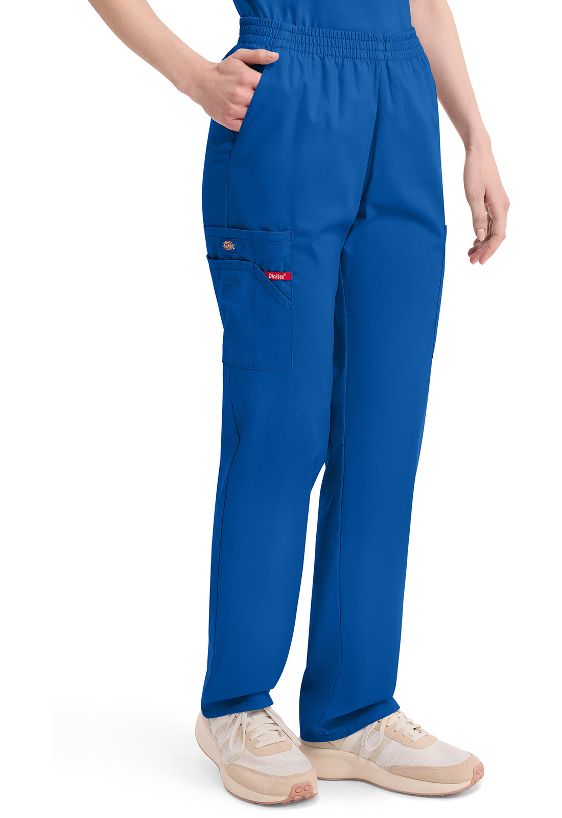 Broek met natuurlijke taille en taps toelopende pijpen dames met elastische tailleband en cargozakken DKE86106