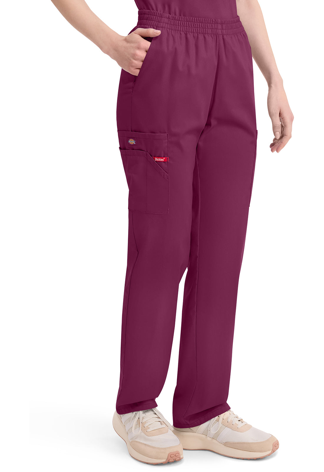 Broek met natuurlijke taille en taps toelopende pijpen dames met elastische tailleband en cargozakken DKE86106