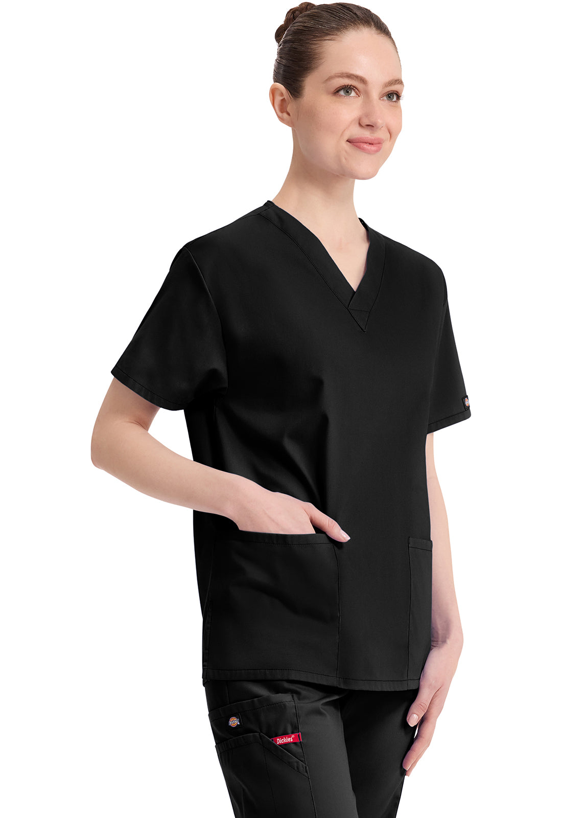 Dickies Top met V-hals dames met moderne pasvorm en zijsplitten DKE86706