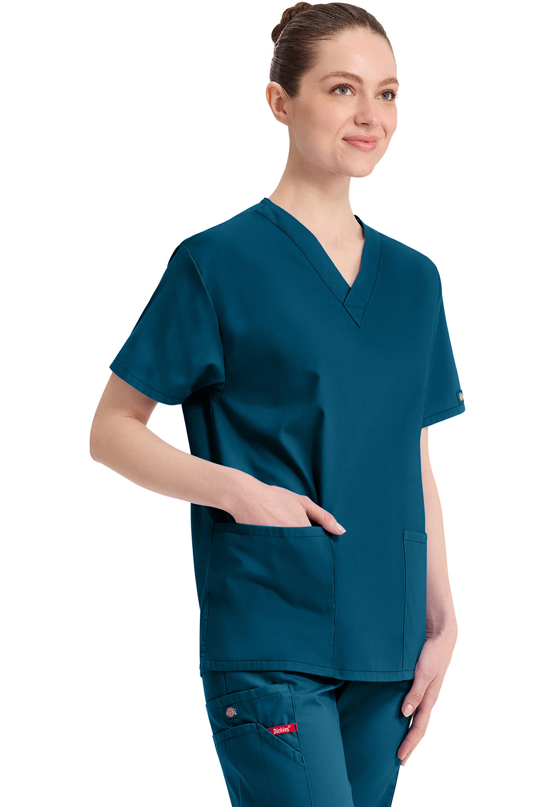 Dickies Top met V-hals dames met moderne pasvorm en zijsplitten DKE86706
