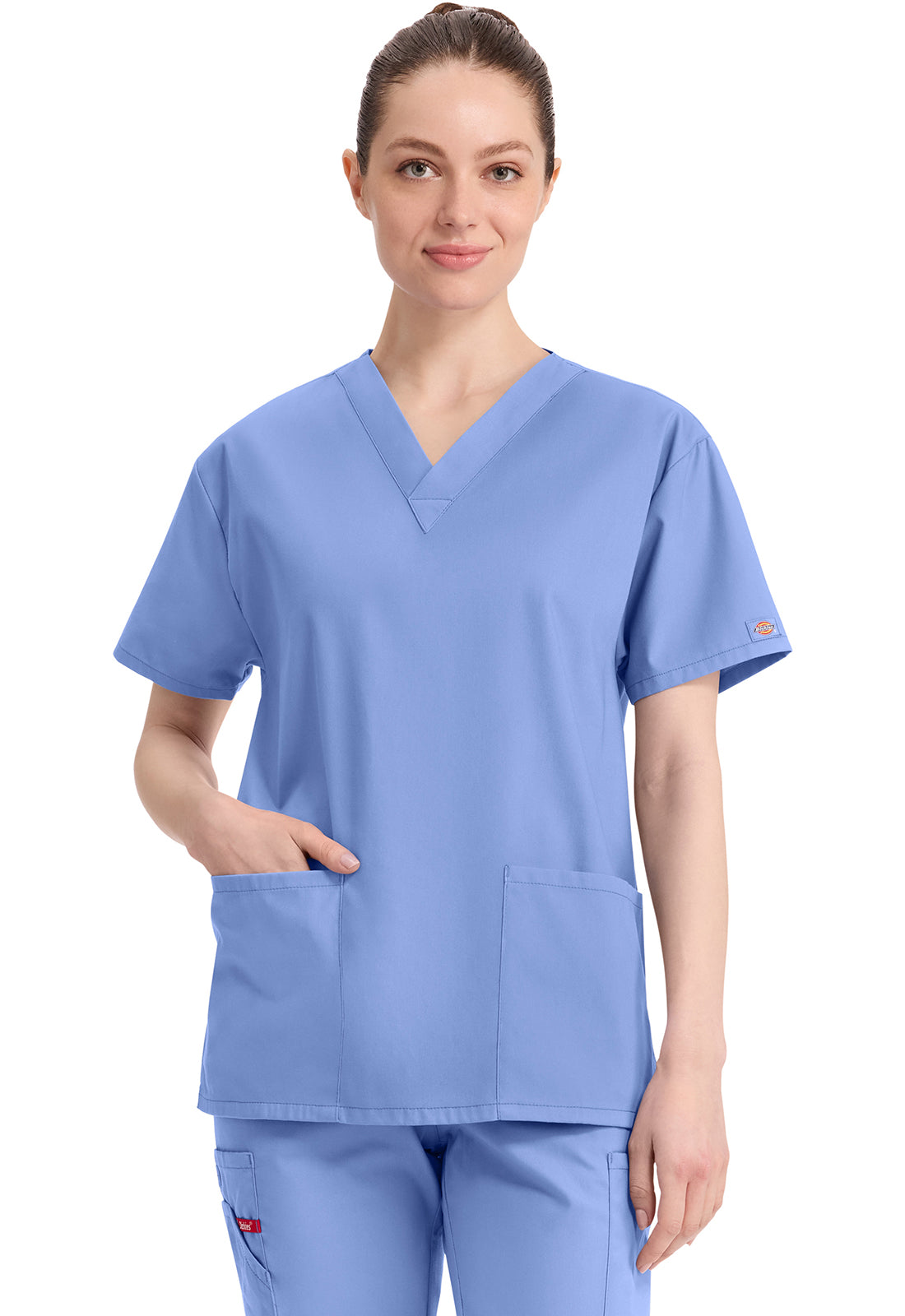 Dickies Top met V-hals dames met moderne pasvorm en zijsplitten DKE86706