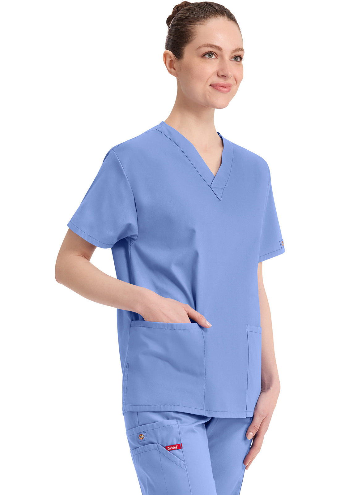 Dickies Top met V-hals dames met moderne pasvorm en zijsplitten DKE86706