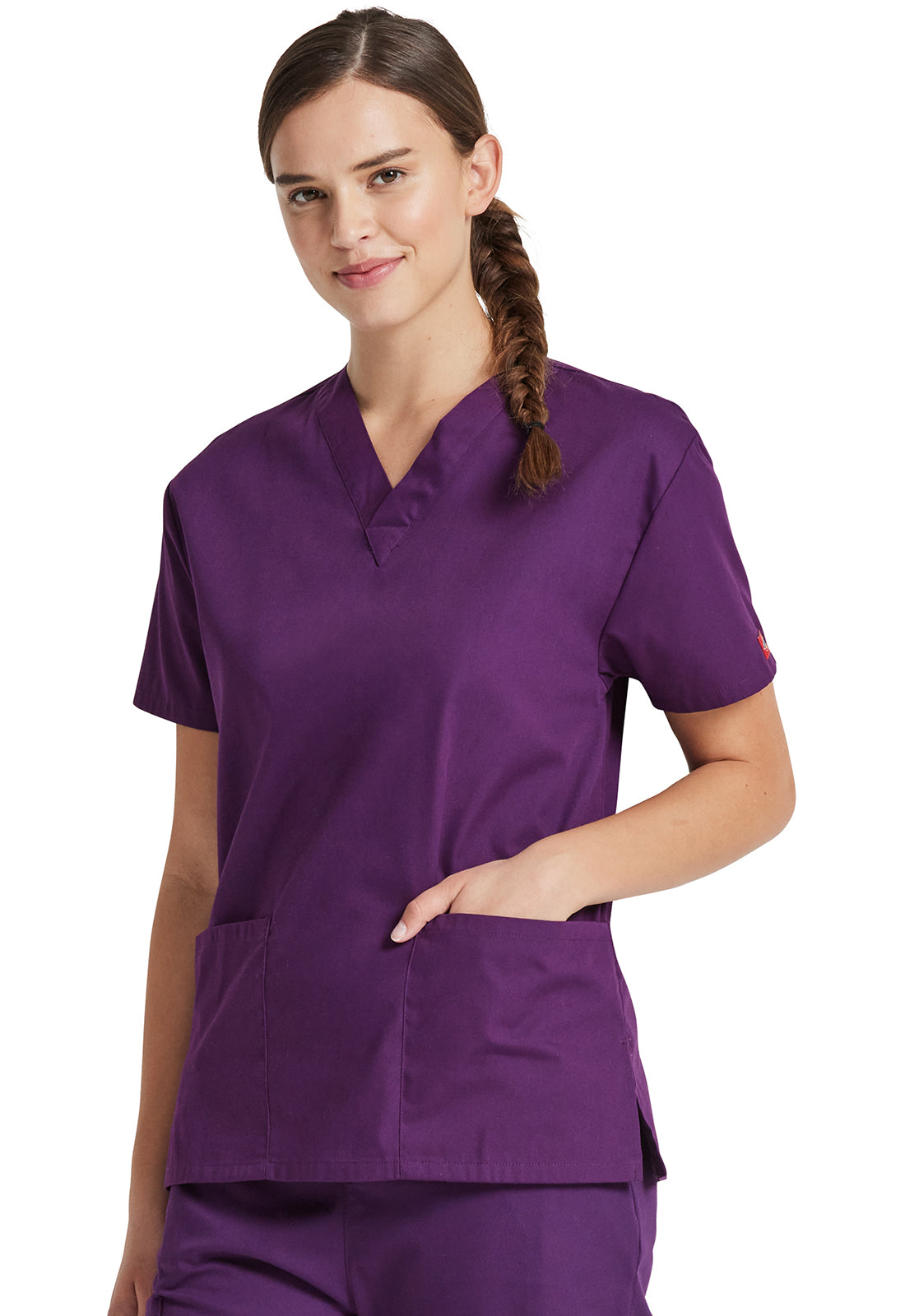 Dickies Top met V-hals dames met moderne pasvorm en zijsplitten DKE86706