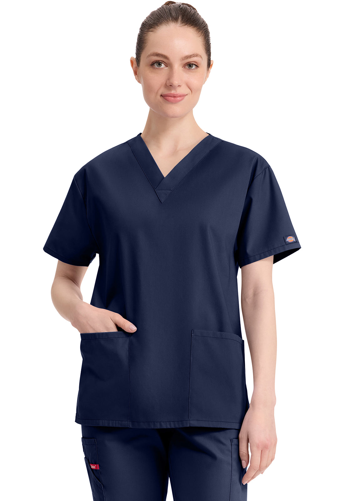 Dickies Top met V-hals dames met moderne pasvorm en zijsplitten DKE86706