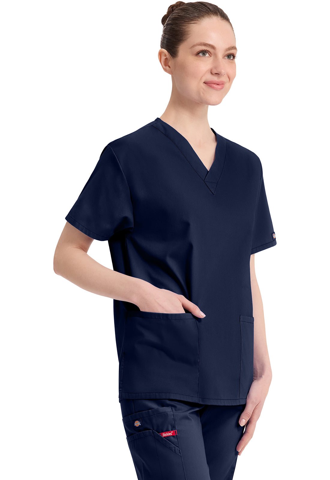 Dickies Top met V-hals dames met moderne pasvorm en zijsplitten DKE86706