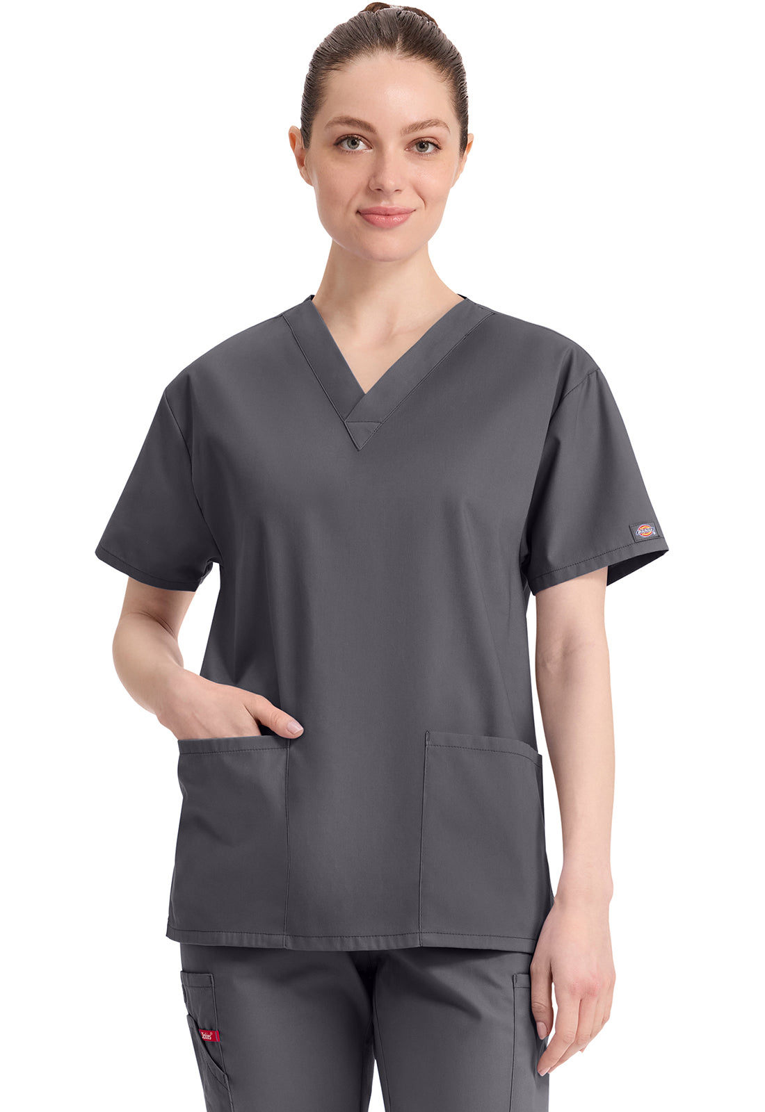 Dickies Top met V-hals dames met moderne pasvorm en zijsplitten DKE86706