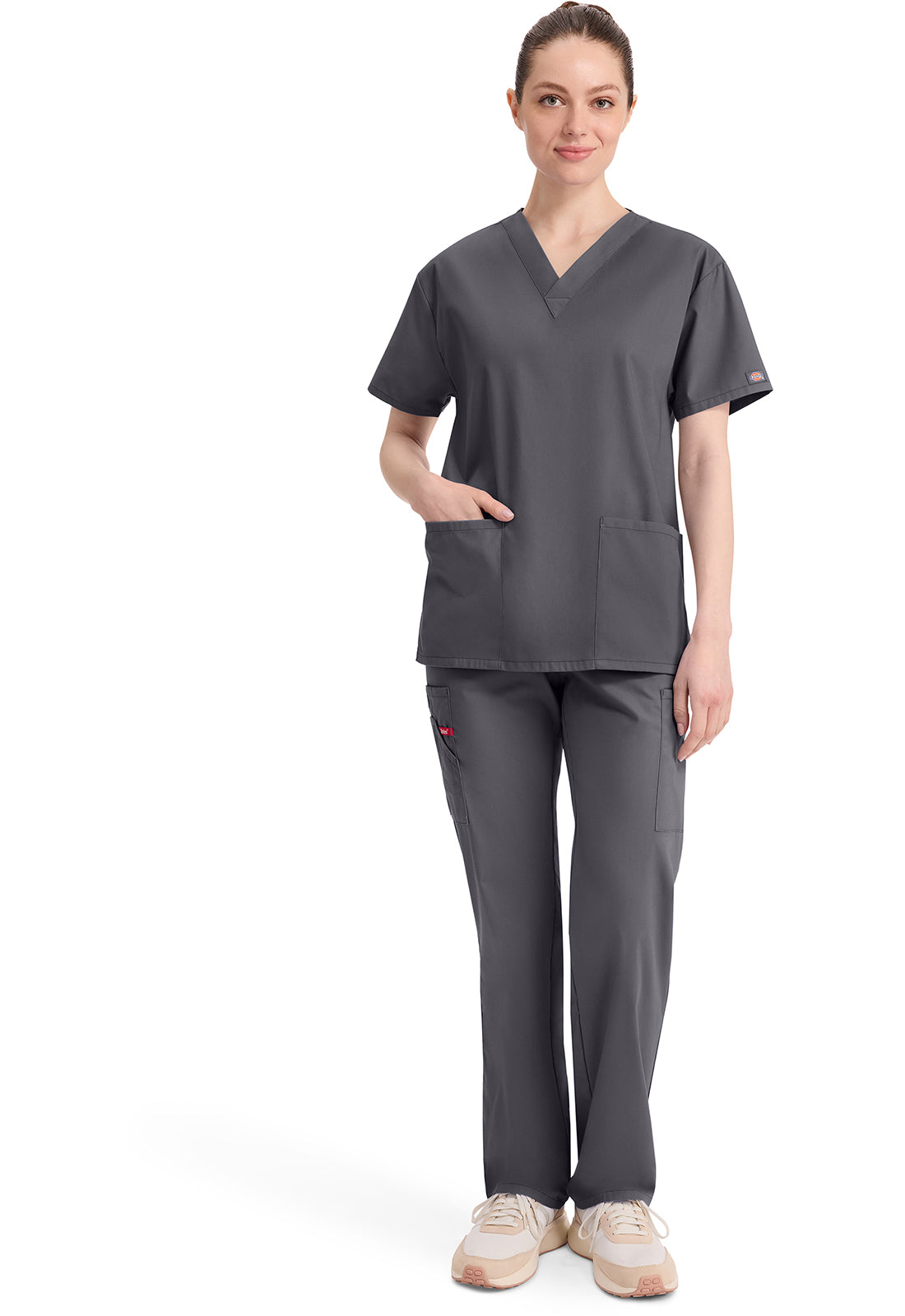 Dickies Top met V-hals dames met moderne pasvorm en zijsplitten DKE86706
