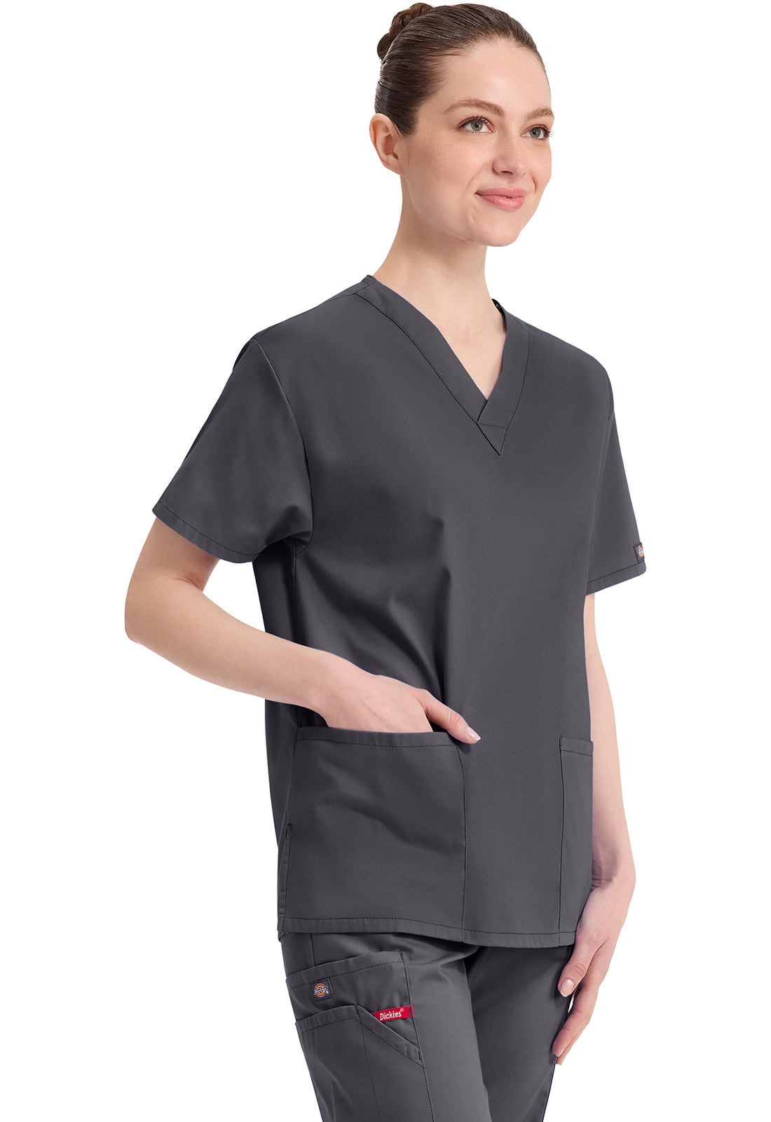 Dickies Top met V-hals dames met moderne pasvorm en zijsplitten DKE86706