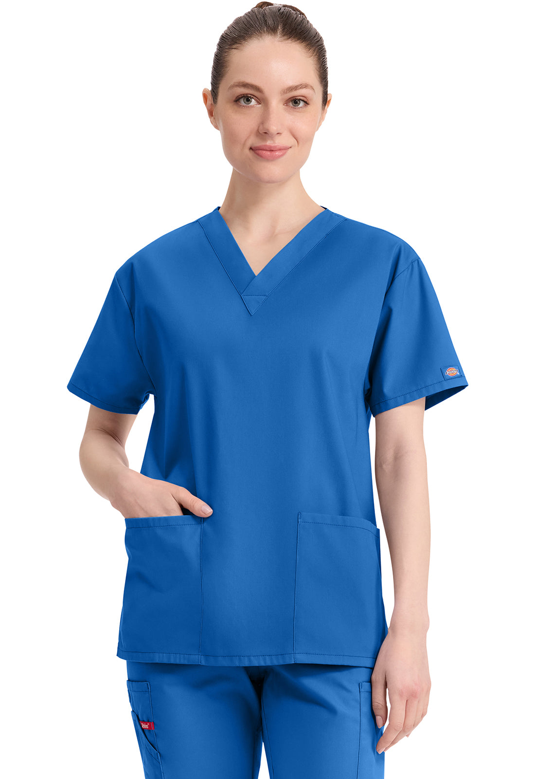 Dickies Top met V-hals dames met moderne pasvorm en zijsplitten DKE86706