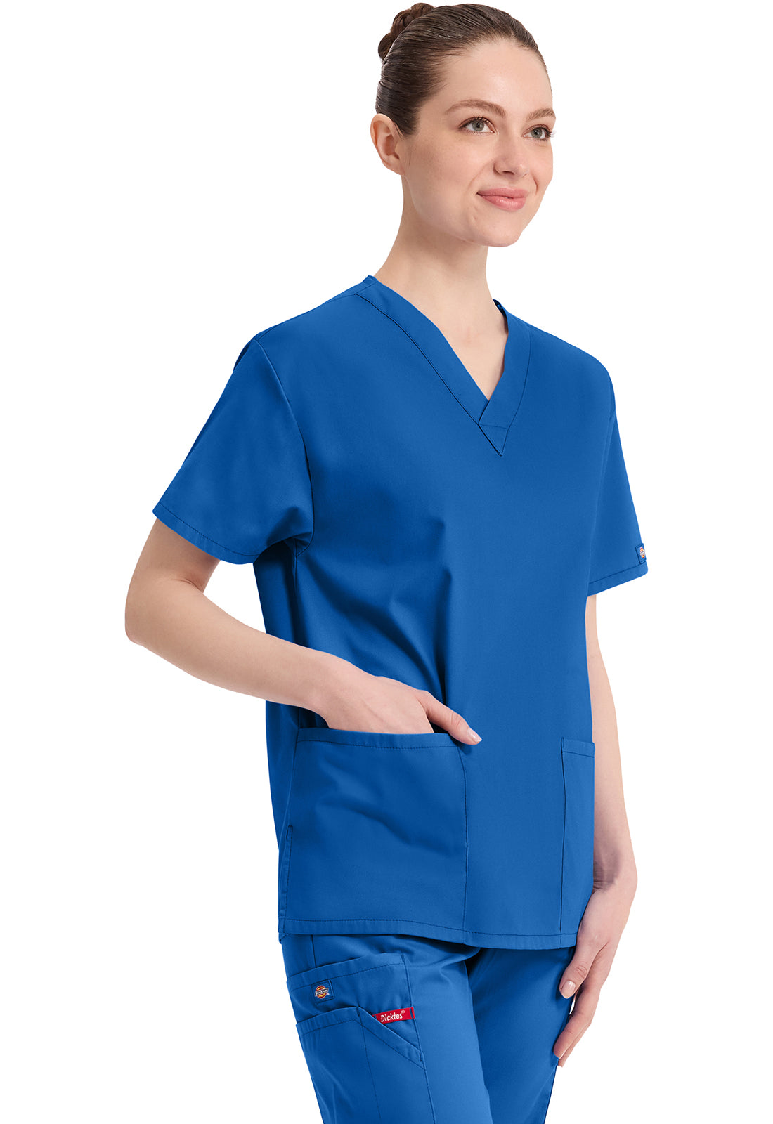 Dickies Top met V-hals dames met moderne pasvorm en zijsplitten DKE86706