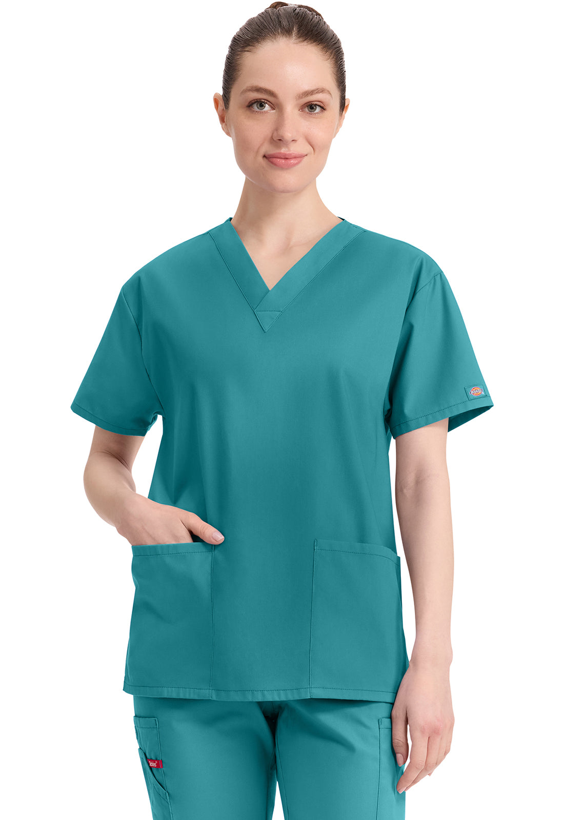 Dickies Top met V-hals dames met moderne pasvorm en zijsplitten DKE86706