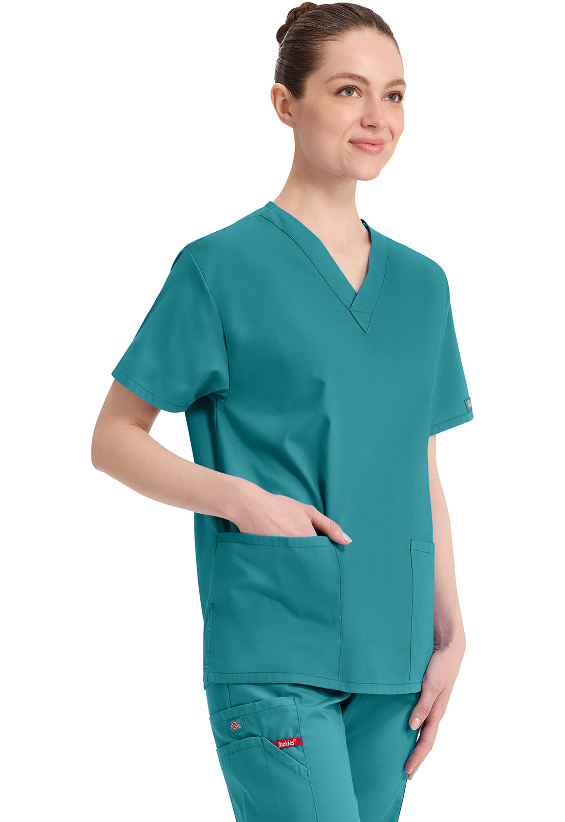 Dickies Top met V-hals dames met moderne pasvorm en zijsplitten DKE86706