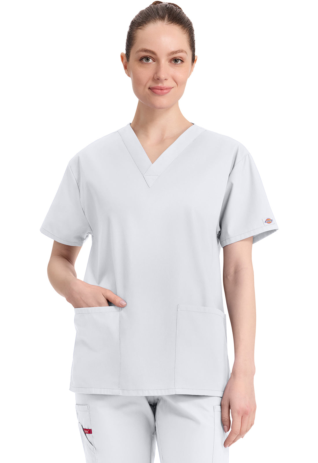 Dickies Top met V-hals dames met moderne pasvorm en zijsplitten DKE86706