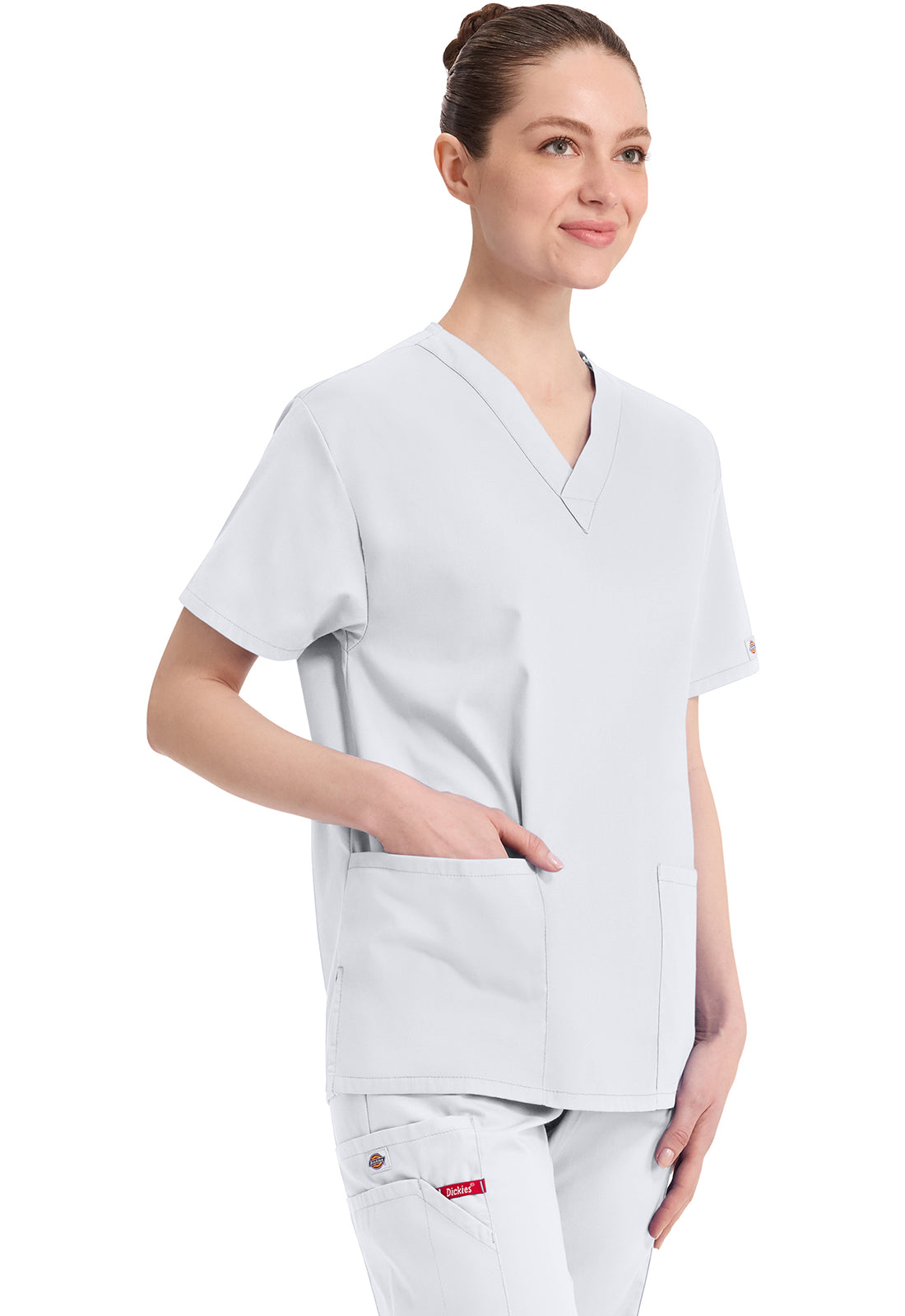 Dickies Top met V-hals dames met moderne pasvorm en zijsplitten DKE86706