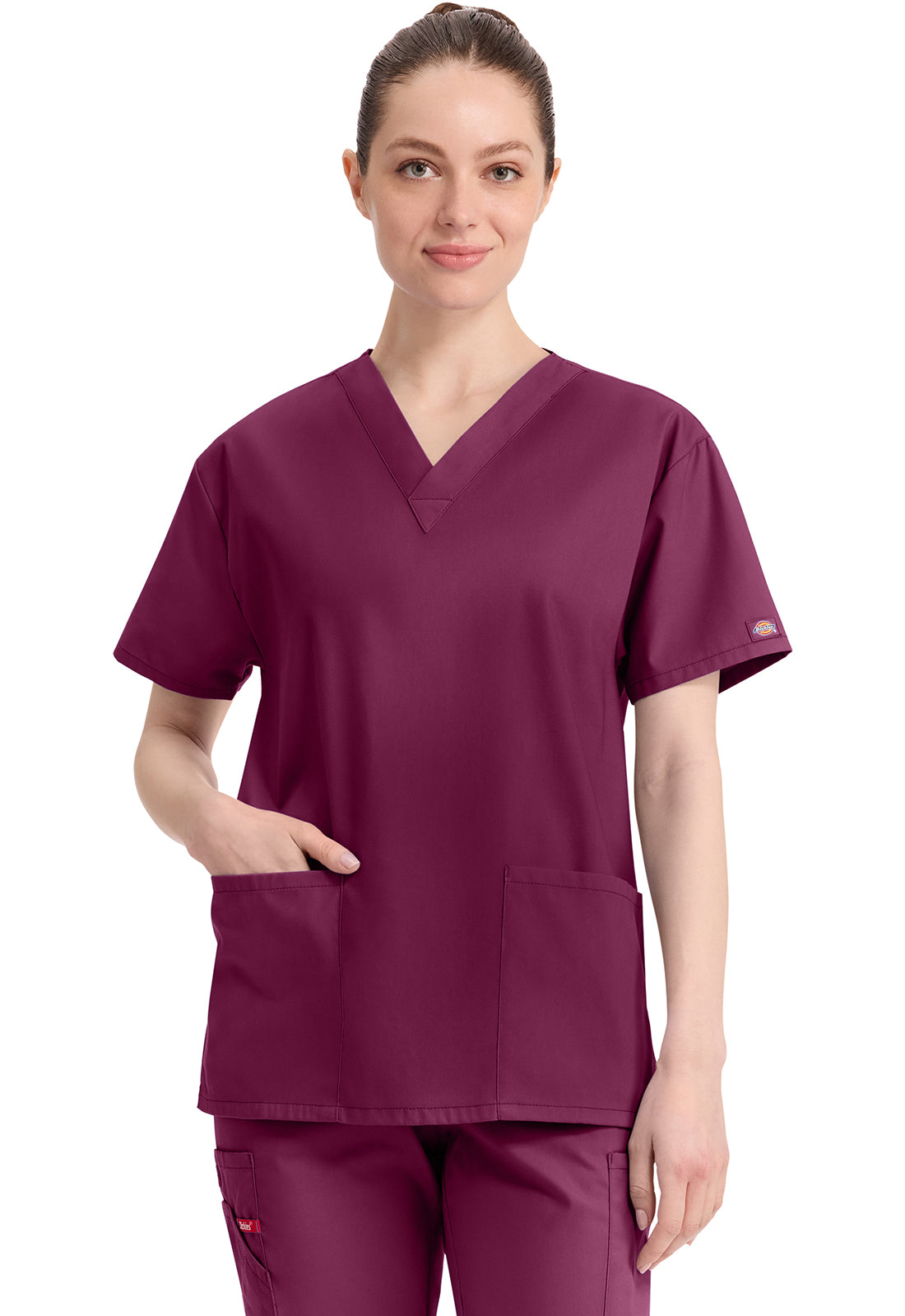 Dickies Top met V-hals dames met moderne pasvorm en zijsplitten DKE86706