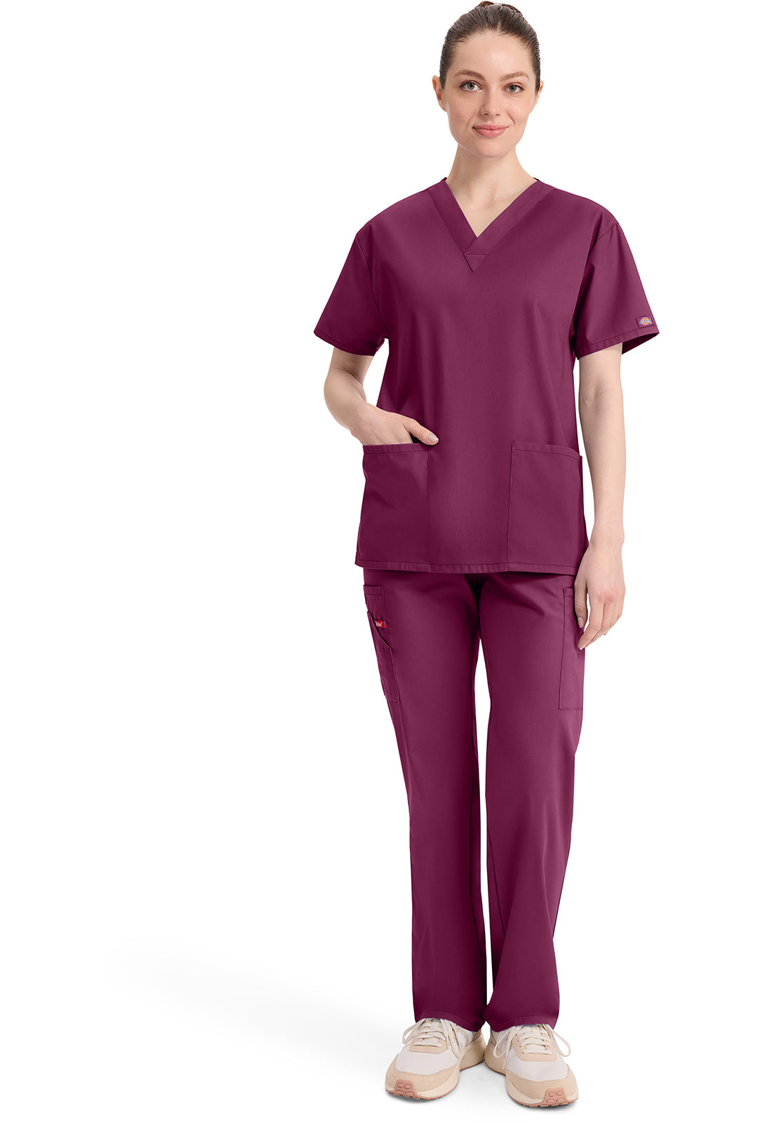 Dickies Top met V-hals dames met moderne pasvorm en zijsplitten DKE86706