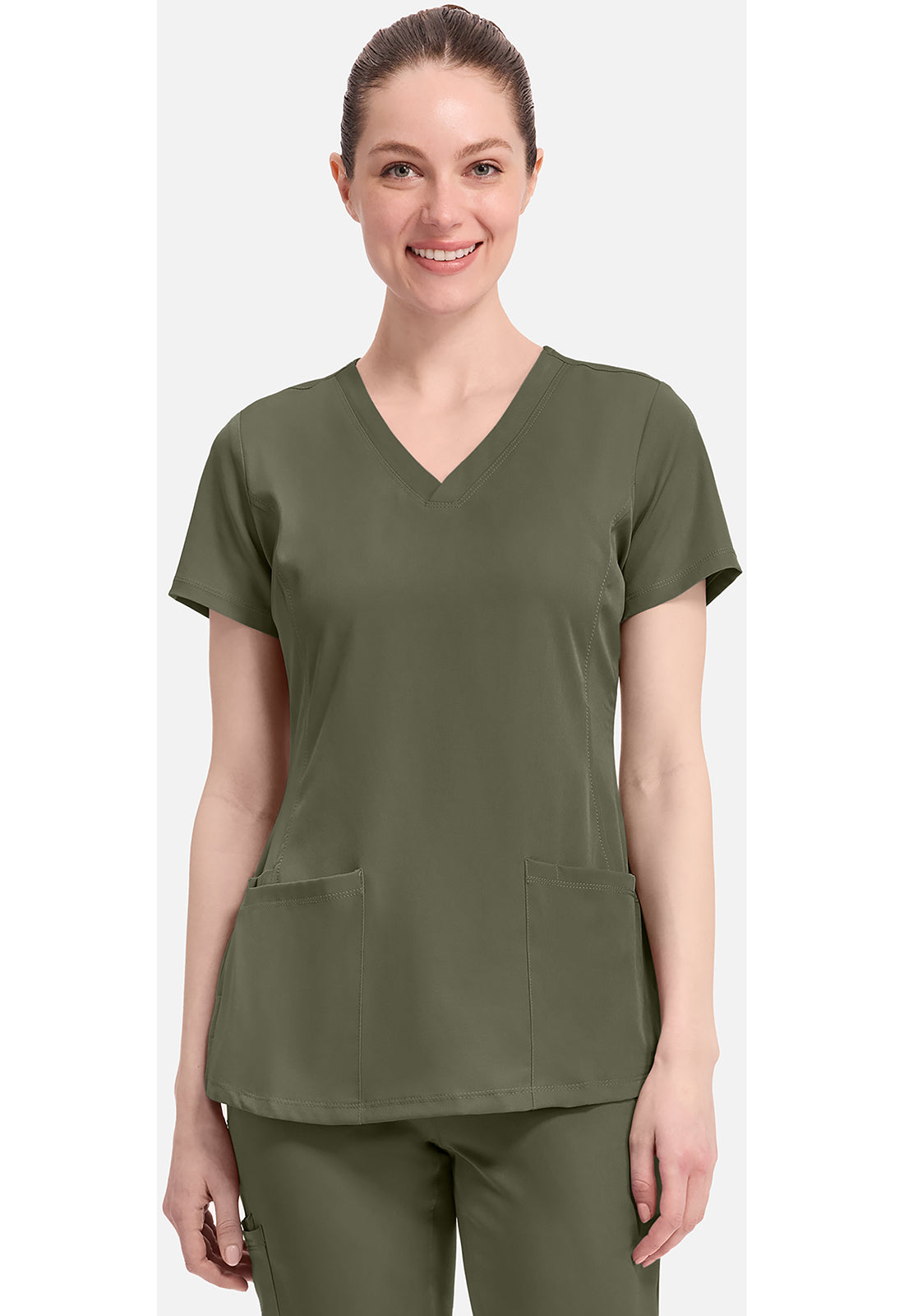 Monica Top dames met V-hals en moderne pasvorm met stretchmateriaal