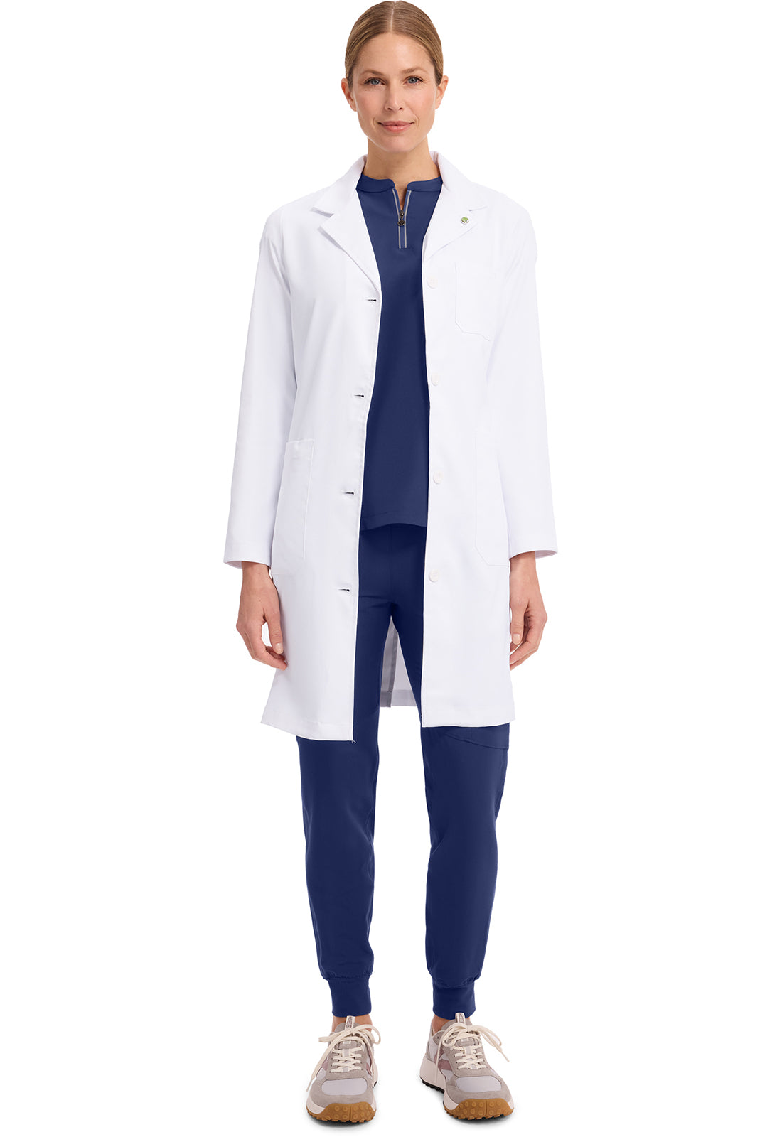 Faye laboratoriumjas dames met lange pasvorm en 2-way stretch