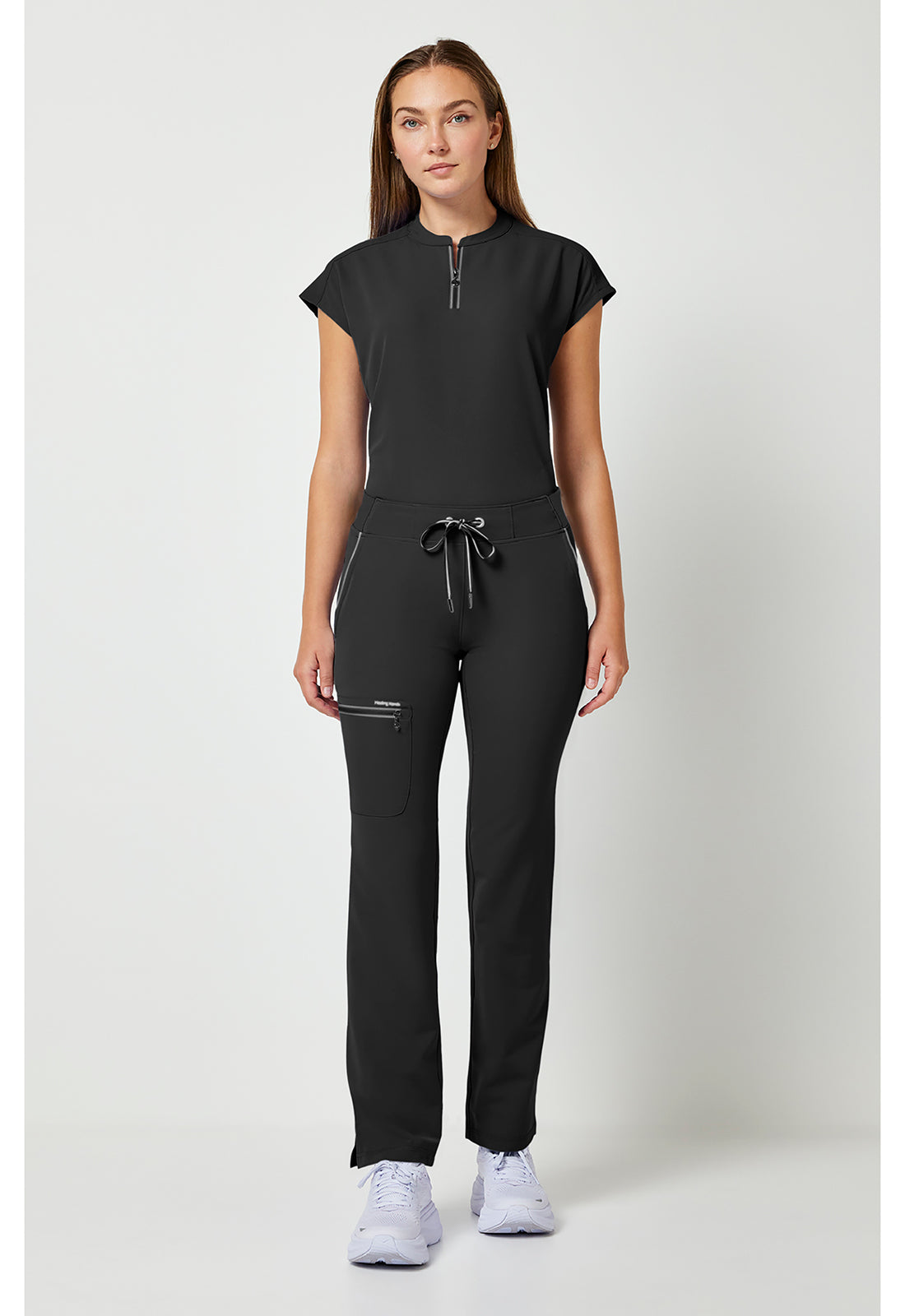 Nisha Pant met middelhoge taille en rechte pijpen met stretchmateriaal
