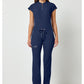 Nisha Pant met middelhoge taille en rechte pijpen met stretchmateriaal