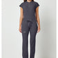 Nisha Pant met middelhoge taille en rechte pijpen met stretchmateriaal