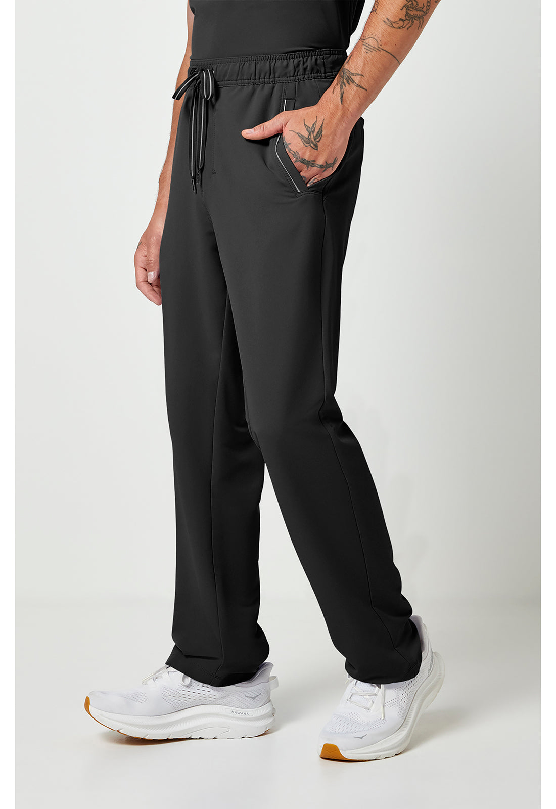 Noah-broek met middelhoge taille en rechte pijpen met stretchmateriaal