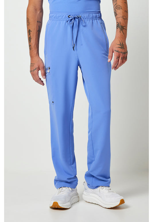 Noah-broek met middelhoge taille en rechte pijpen met stretchmateriaal