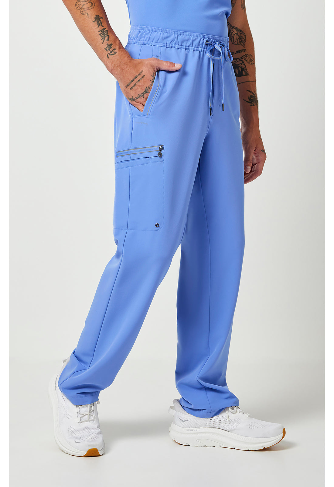 Noah-broek met middelhoge taille en rechte pijpen met stretchmateriaal