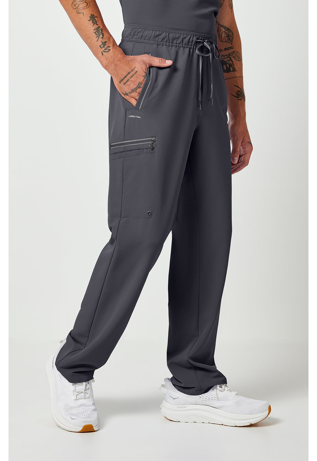 Noah-broek met middelhoge taille en rechte pijpen met stretchmateriaal