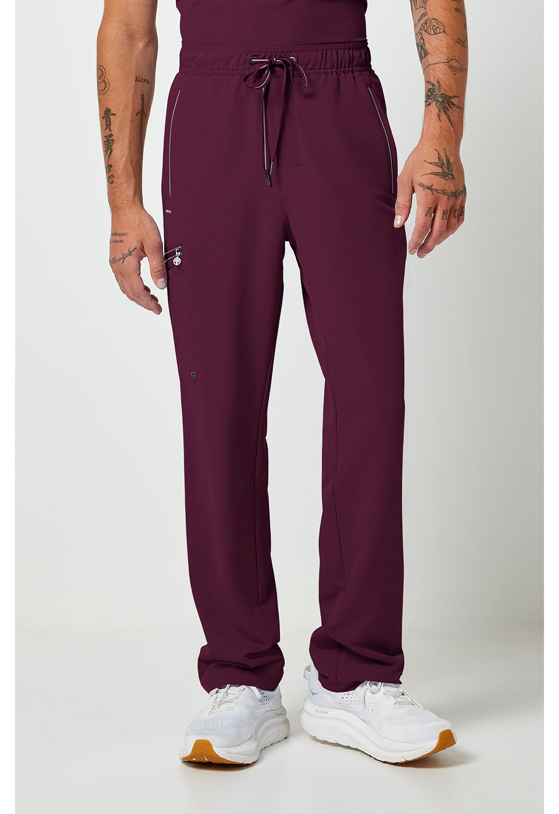 Noah-broek met middelhoge taille en rechte pijpen met stretchmateriaal