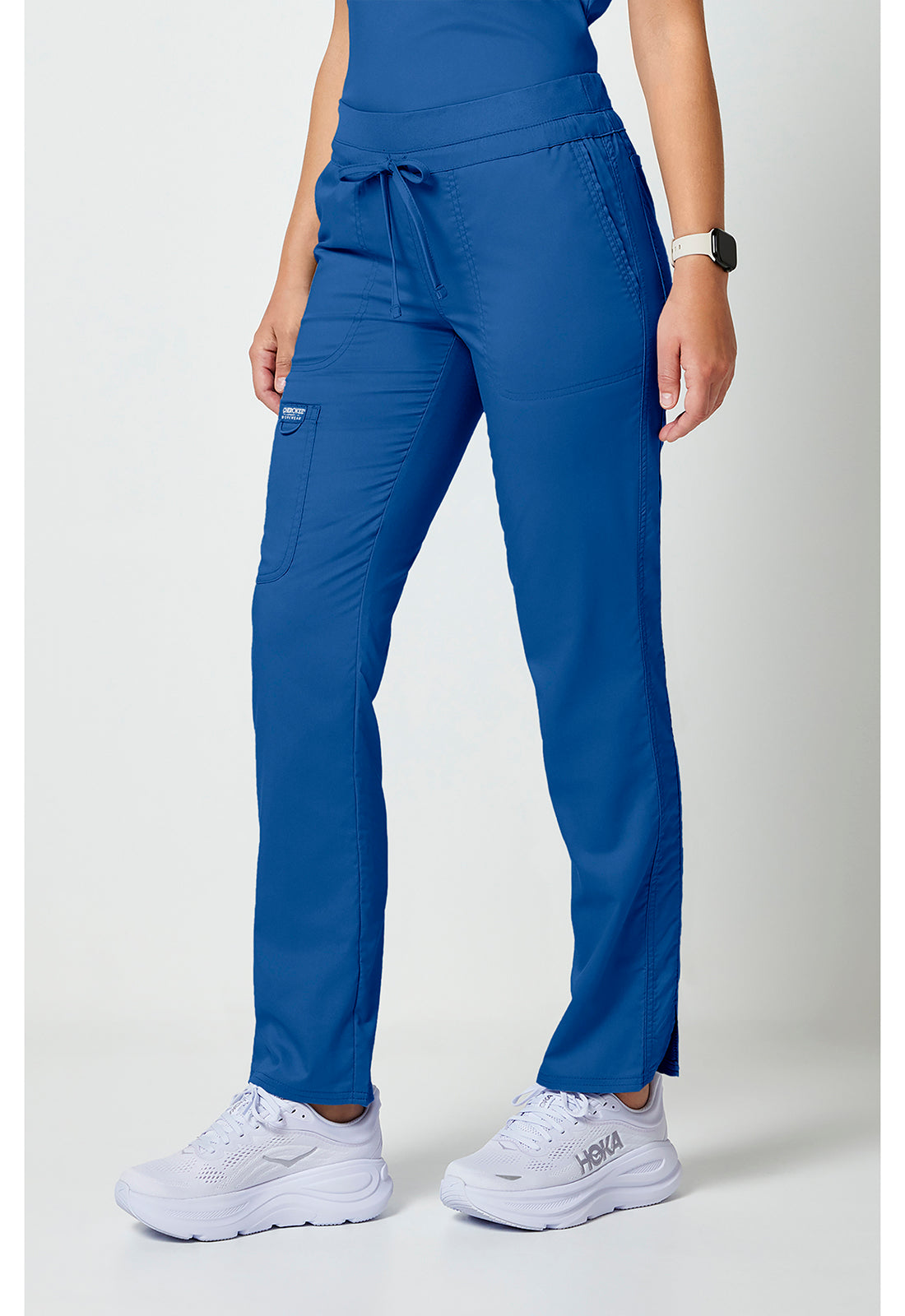 Trekkoordbroek met middelhoge taille en taps toelopende pijpen met elastische tailleband