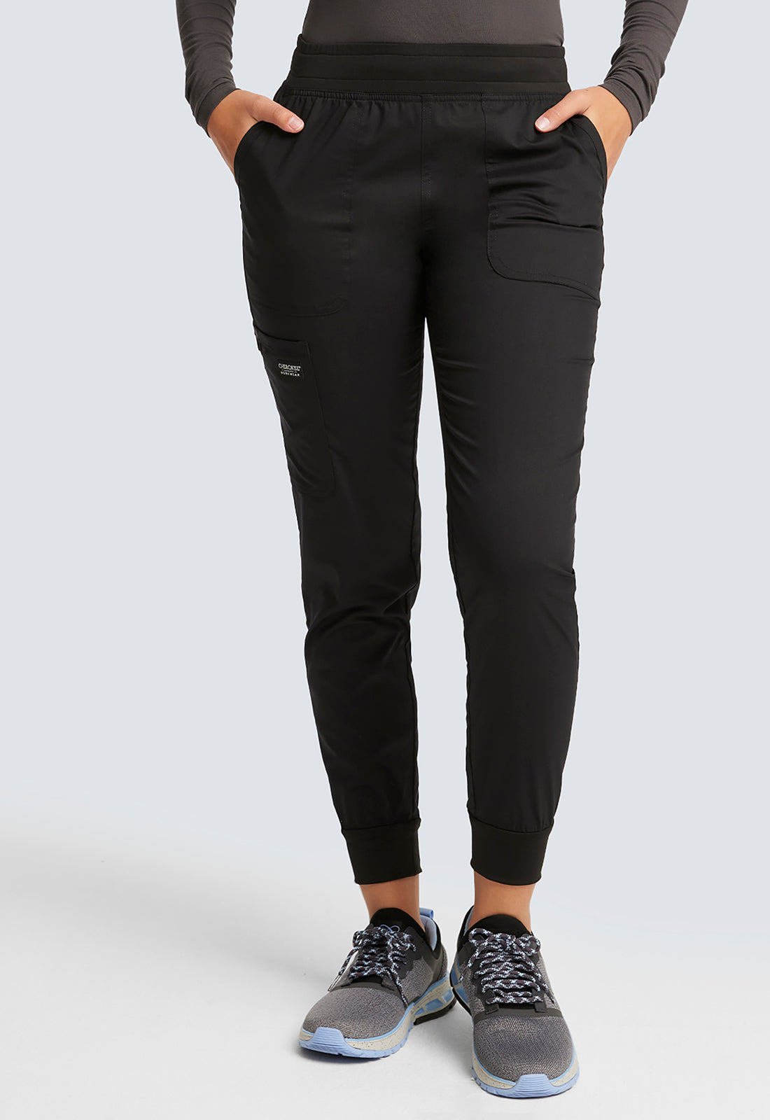 Cherokee Workwear Halfhoge joggingbroek met taps toelopende pijpen en gebreide tailleband WWE115