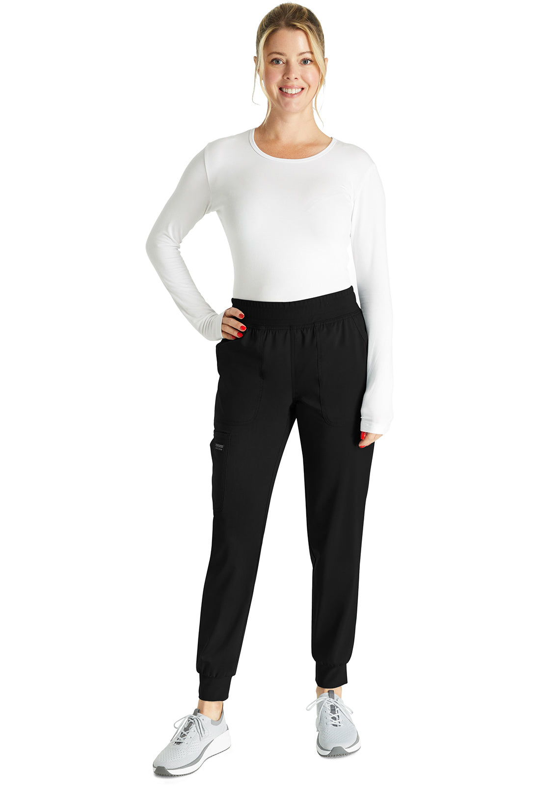 Cherokee Workwear Halfhoge joggingbroek met taps toelopende pijpen en gebreide tailleband WWE115