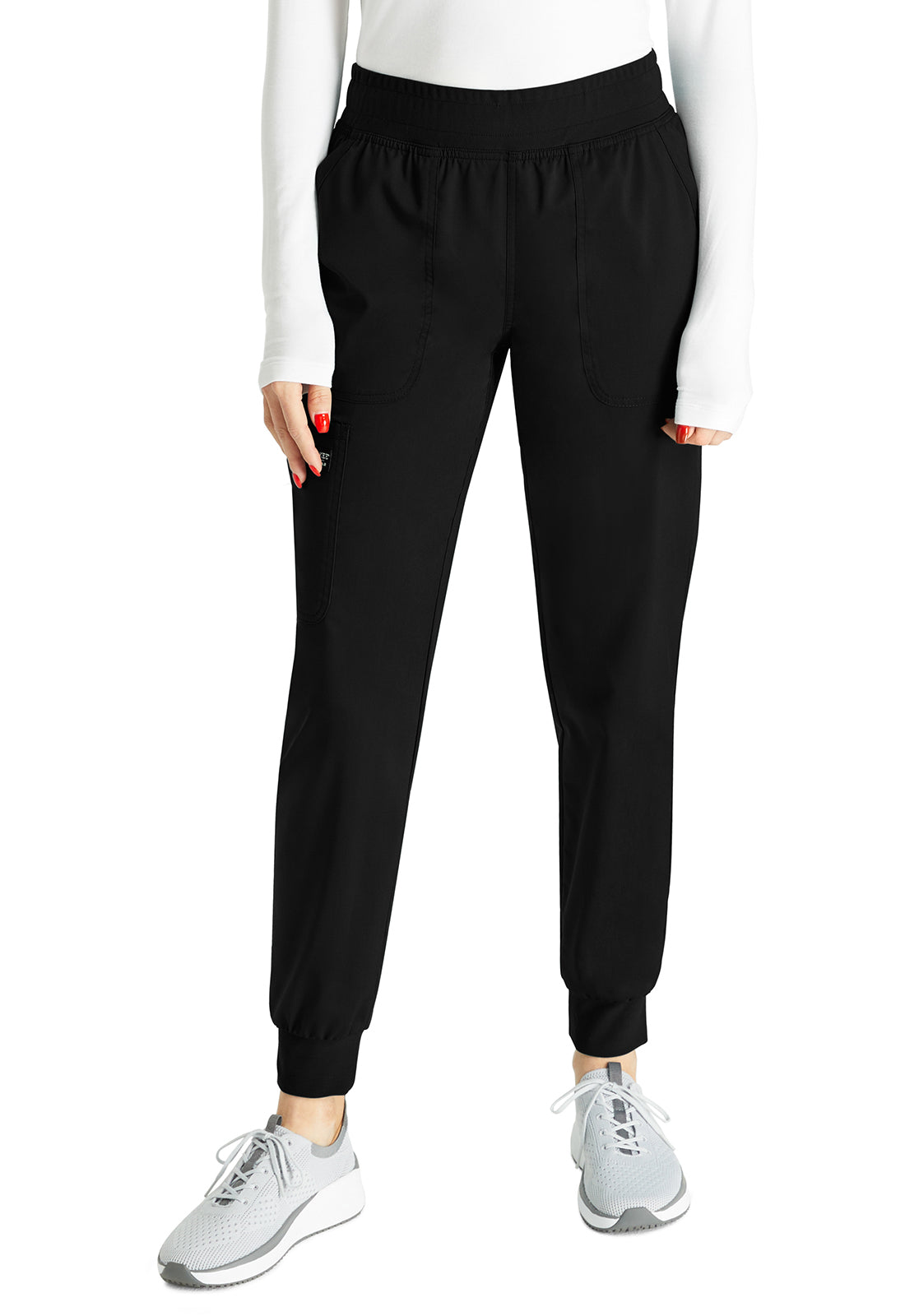Cherokee Workwear Halfhoge joggingbroek met taps toelopende pijpen en gebreide tailleband WWE115