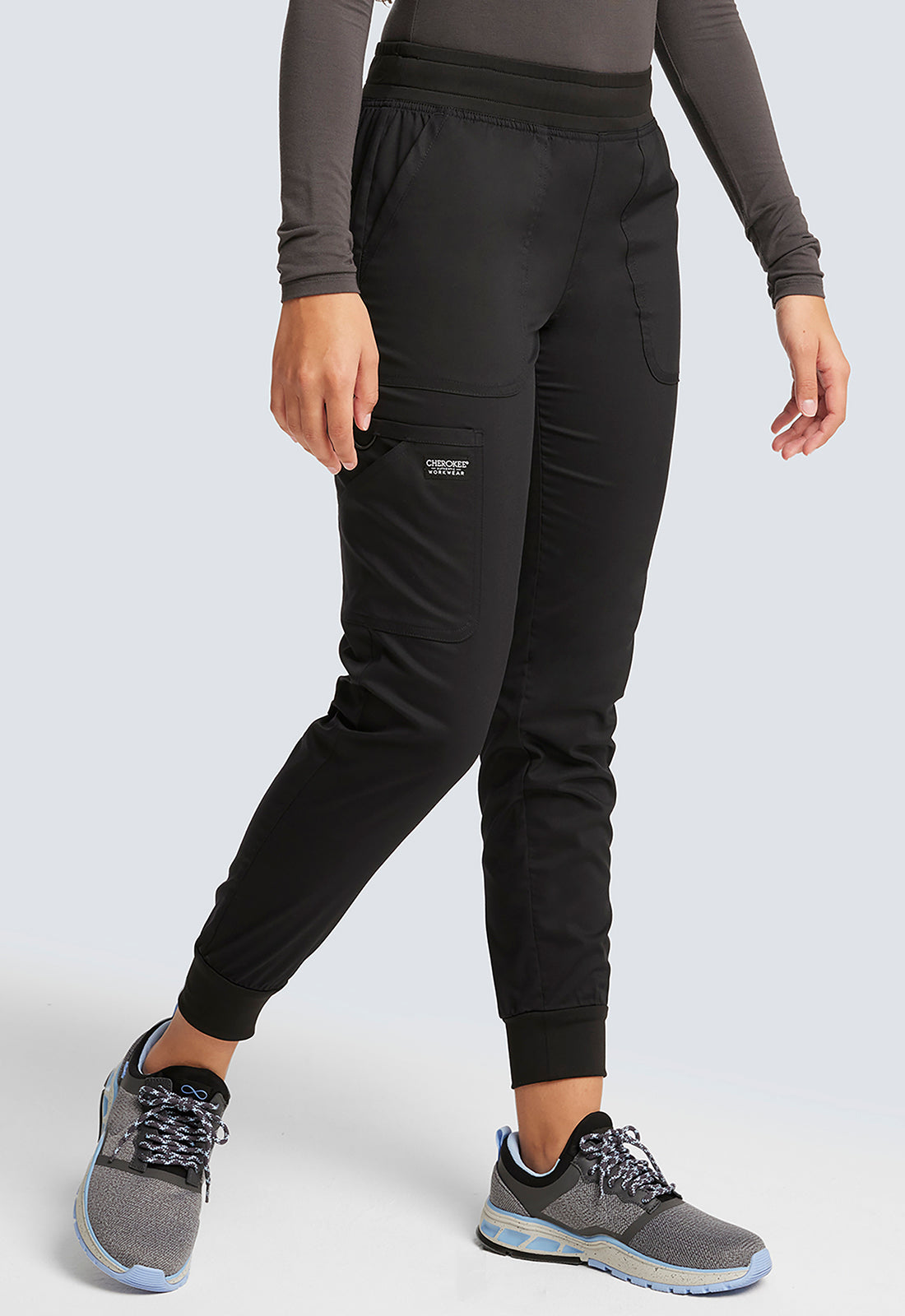 Cherokee Workwear Halfhoge joggingbroek met taps toelopende pijpen en gebreide tailleband WWE115