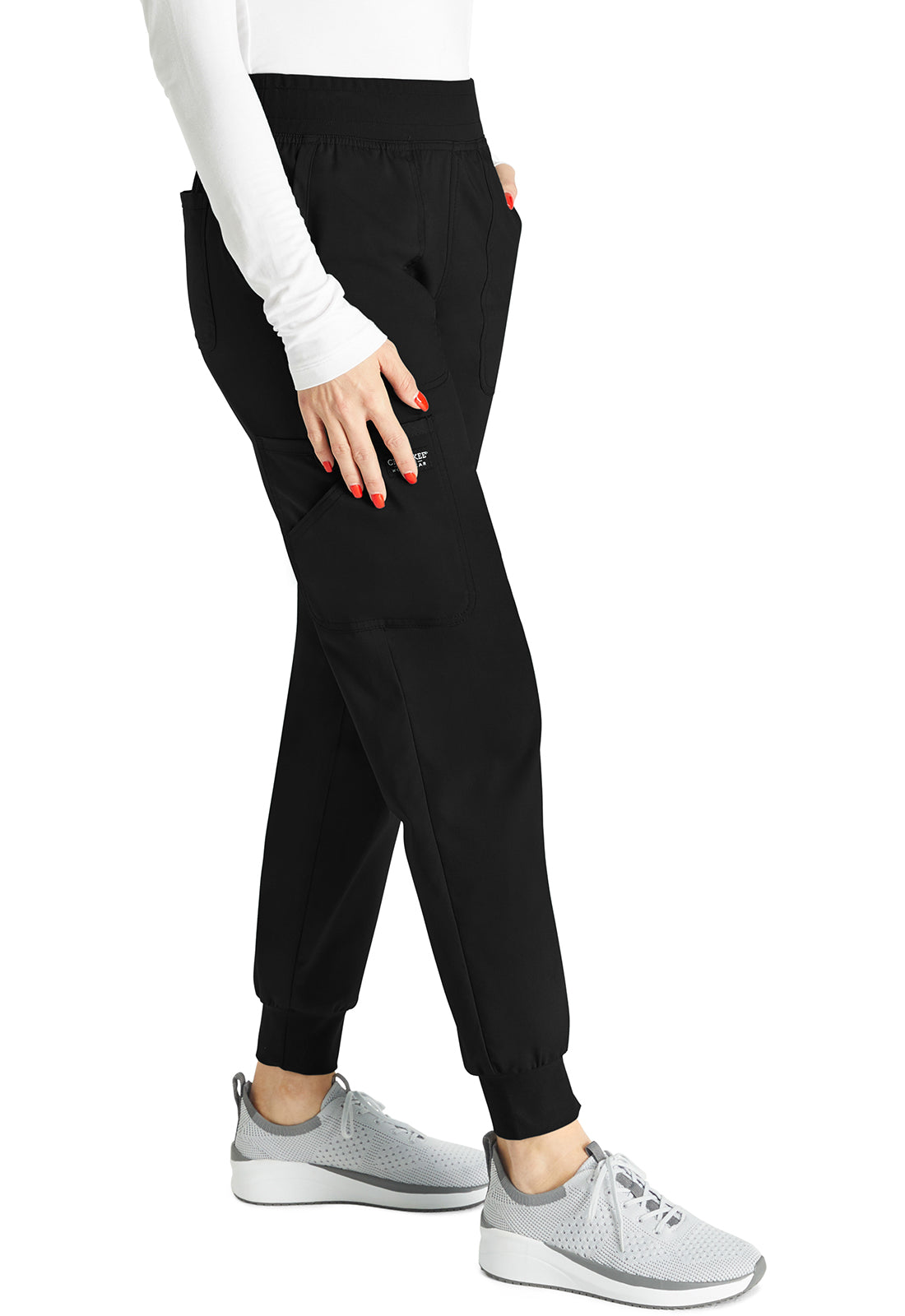 Cherokee Workwear Halfhoge joggingbroek met taps toelopende pijpen en gebreide tailleband WWE115