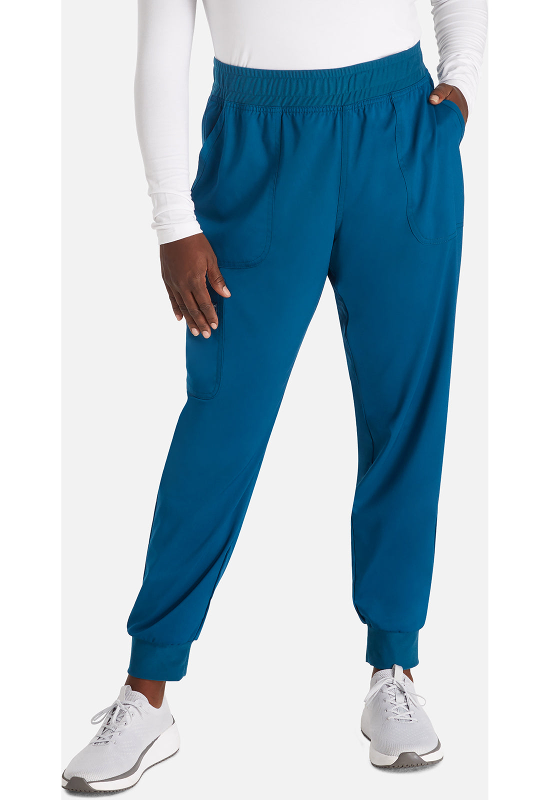 Cherokee Workwear Halfhoge joggingbroek met taps toelopende pijpen en gebreide tailleband WWE115
