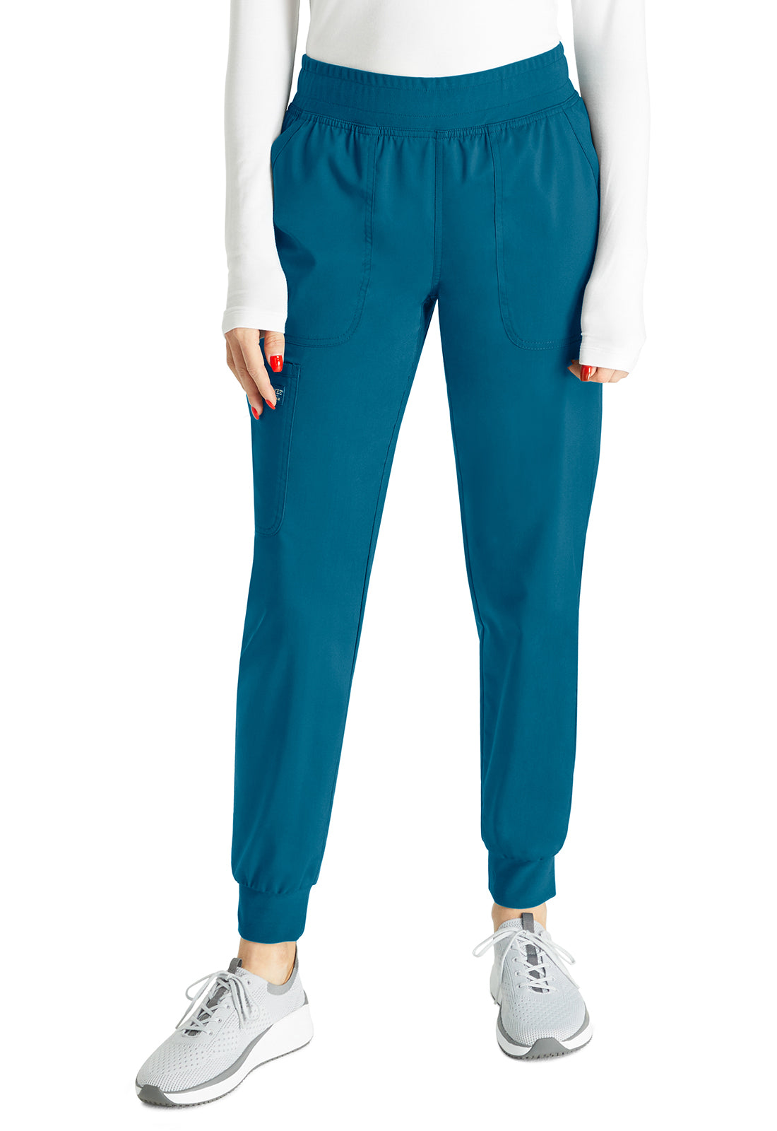 Cherokee Workwear Halfhoge joggingbroek met taps toelopende pijpen en gebreide tailleband WWE115