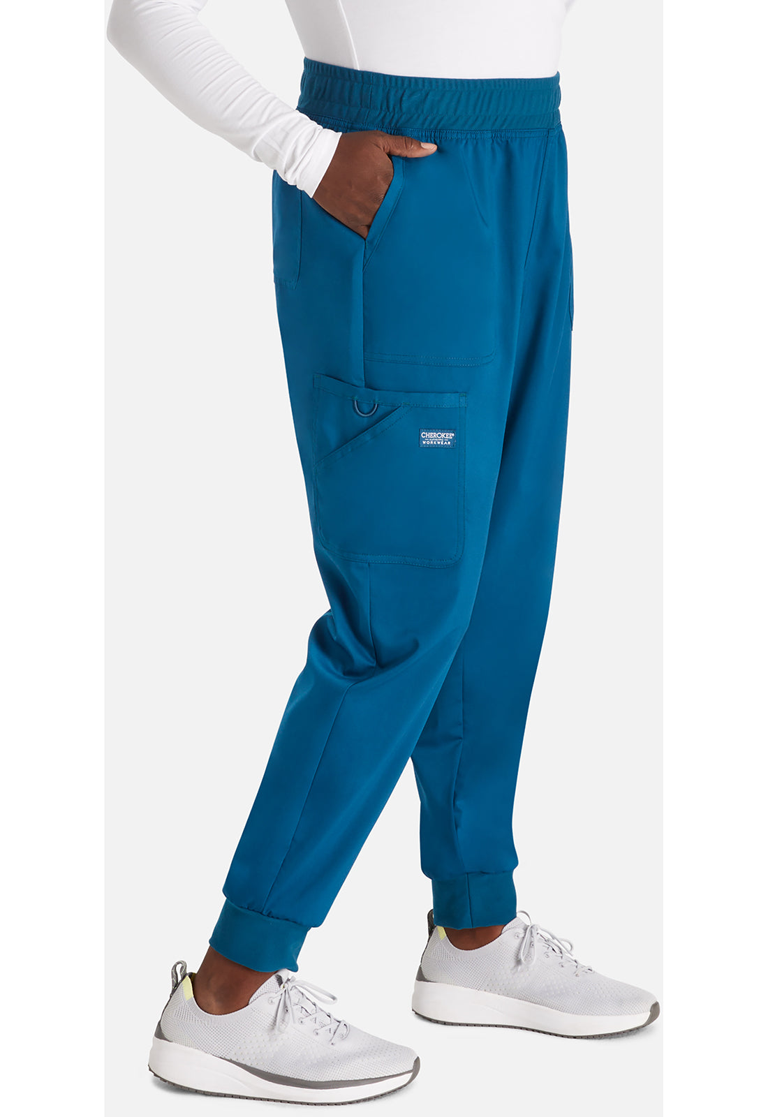 Cherokee Workwear Halfhoge joggingbroek met taps toelopende pijpen en gebreide tailleband WWE115