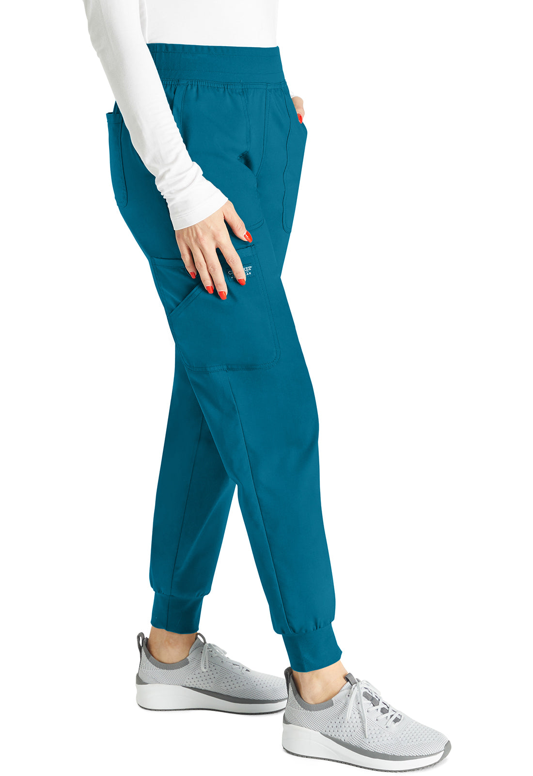 Cherokee Workwear Halfhoge joggingbroek met taps toelopende pijpen en gebreide tailleband WWE115