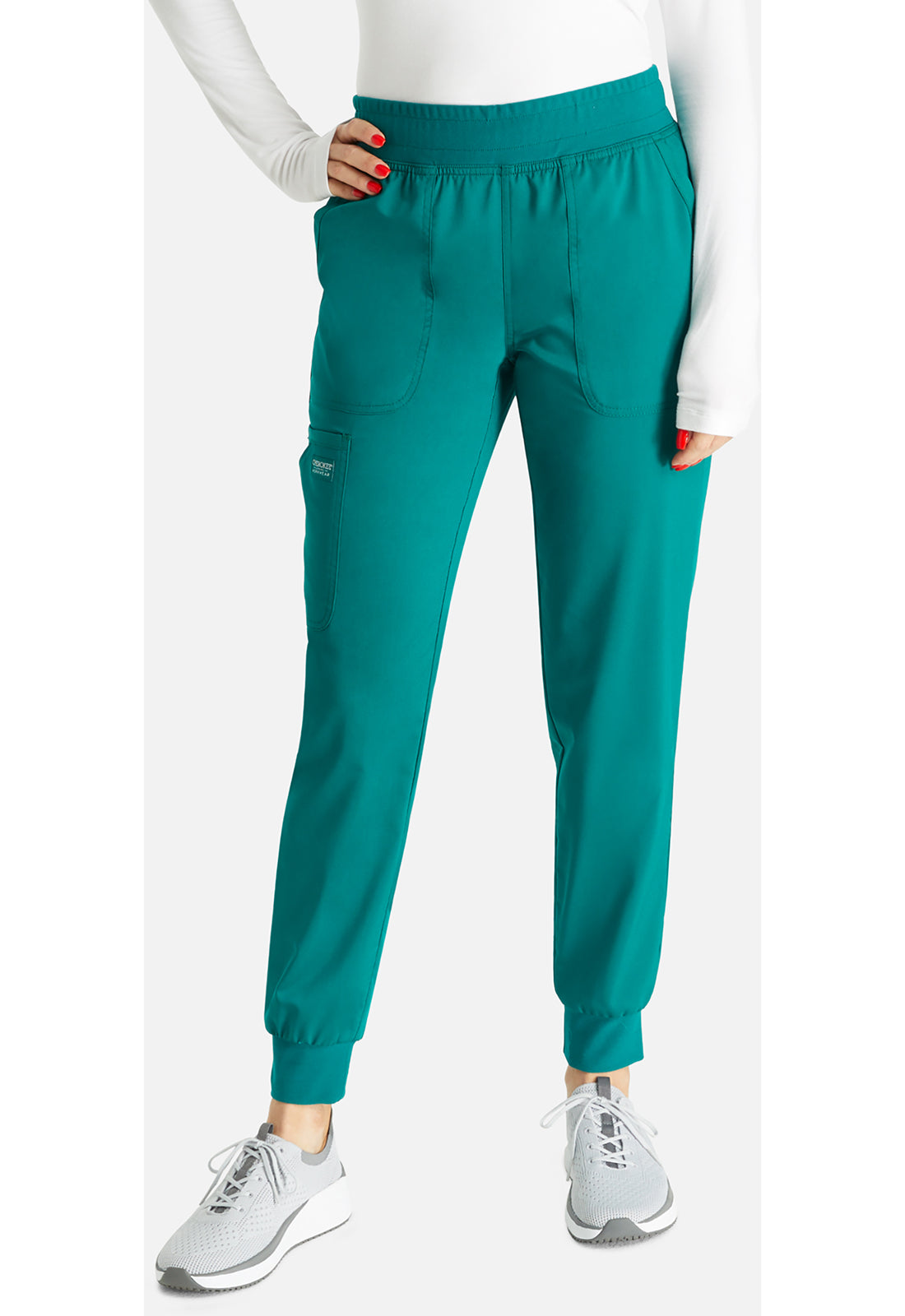 Cherokee Workwear Halfhoge joggingbroek met taps toelopende pijpen en gebreide tailleband WWE115