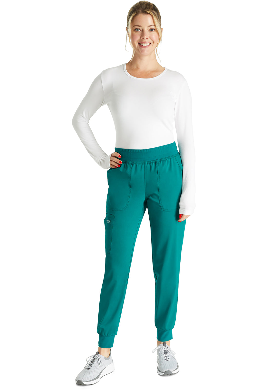 Cherokee Workwear Halfhoge joggingbroek met taps toelopende pijpen en gebreide tailleband WWE115