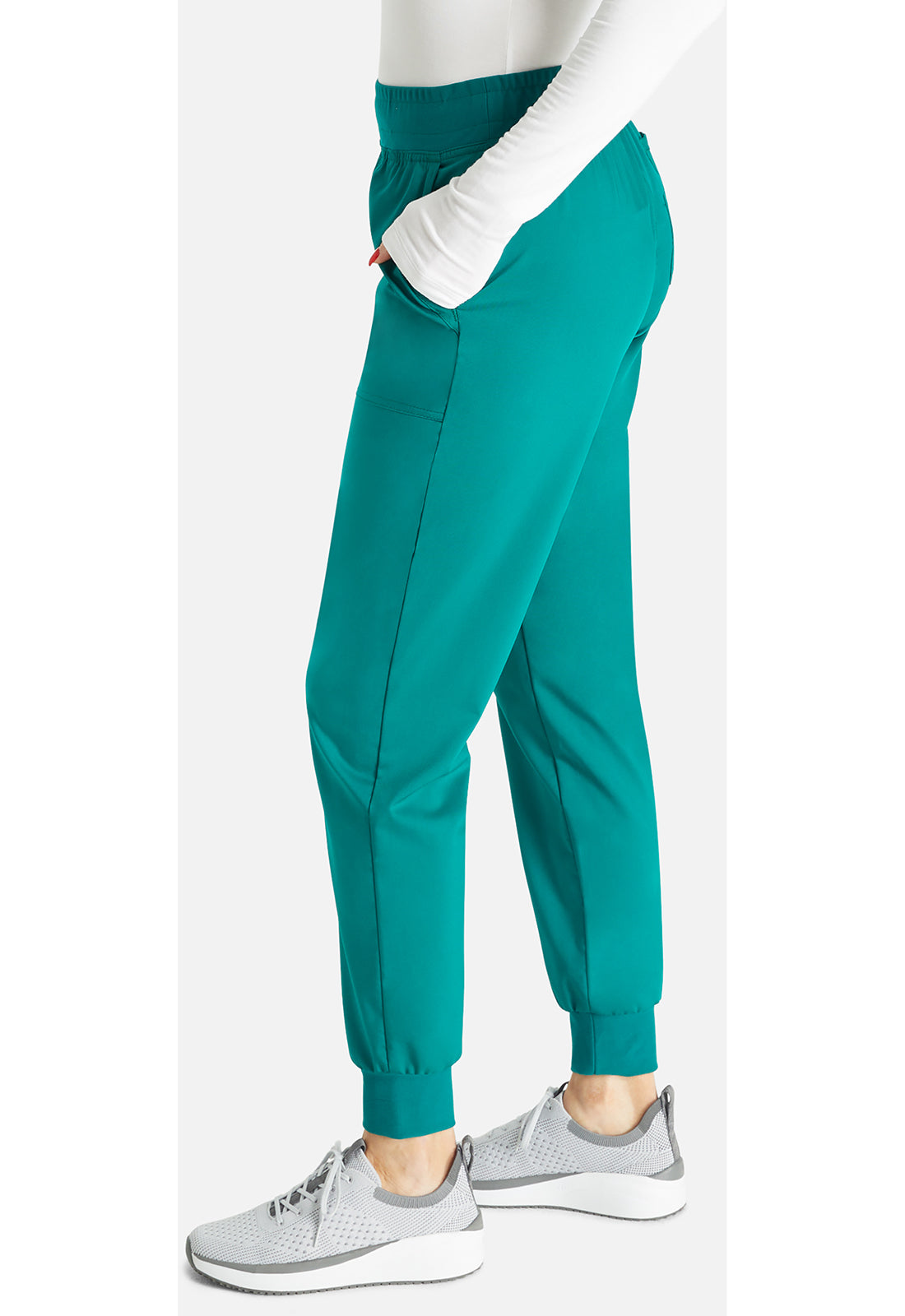 Cherokee Workwear Halfhoge joggingbroek met taps toelopende pijpen en gebreide tailleband WWE115