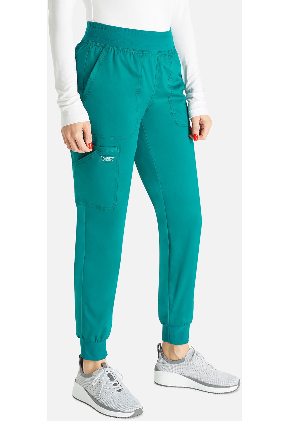 Cherokee Workwear Halfhoge joggingbroek met taps toelopende pijpen en gebreide tailleband WWE115
