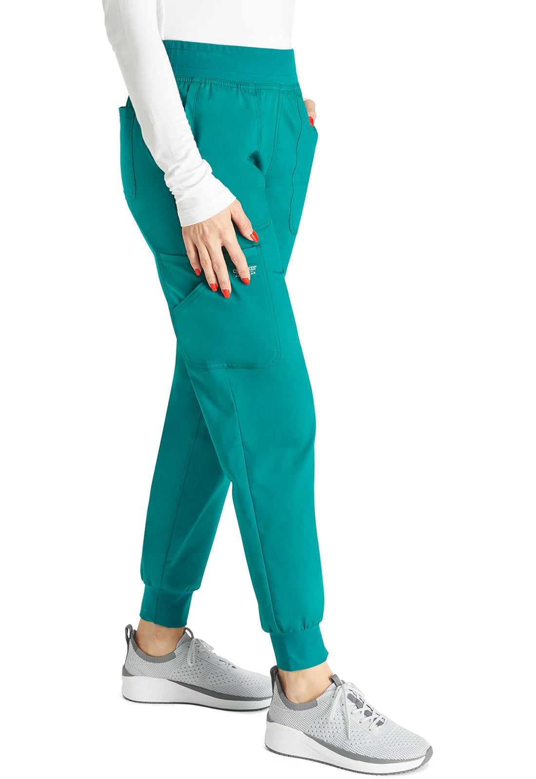 Cherokee Workwear Halfhoge joggingbroek met taps toelopende pijpen en gebreide tailleband WWE115
