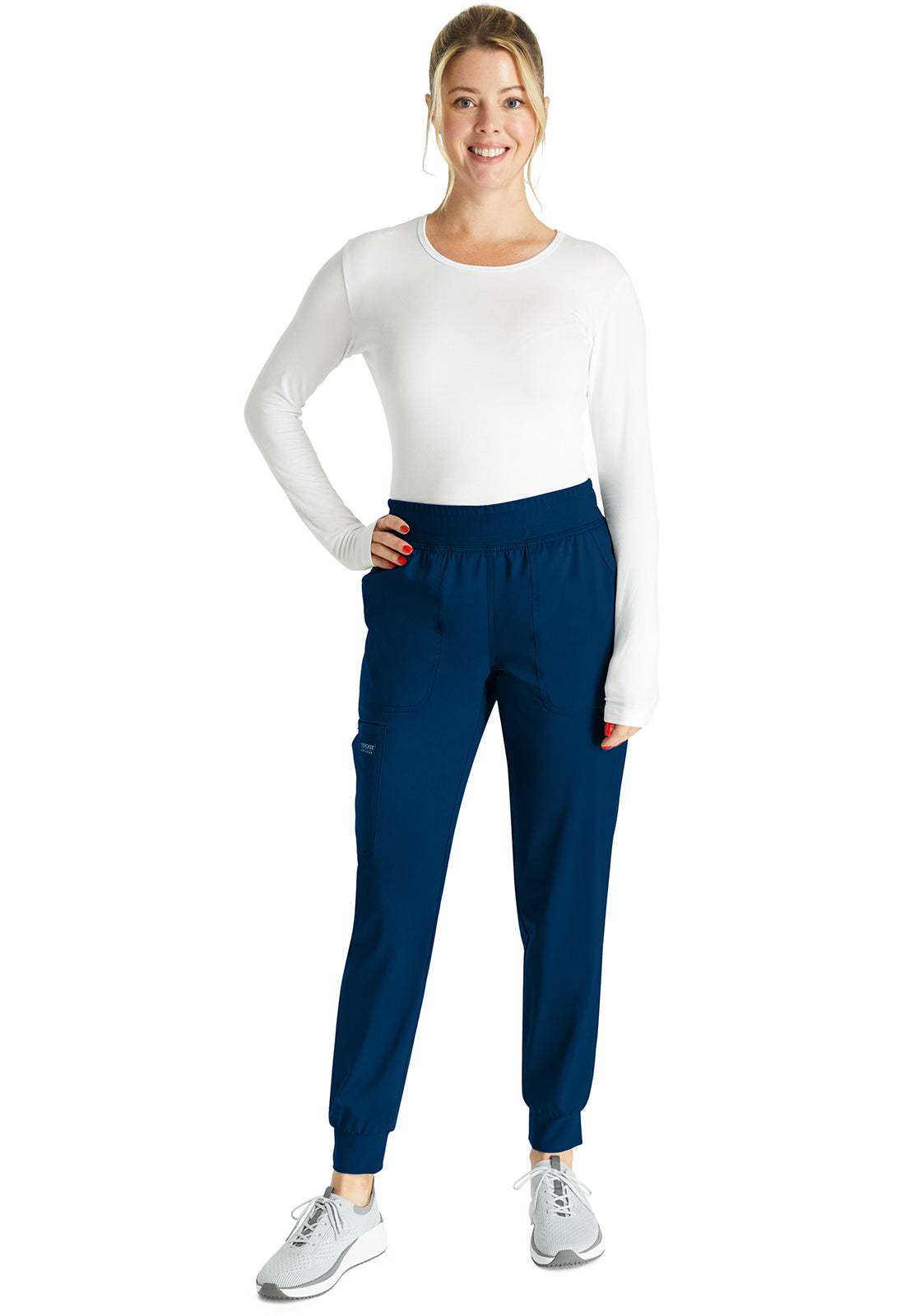 Cherokee Workwear Halfhoge joggingbroek met taps toelopende pijpen en gebreide tailleband WWE115