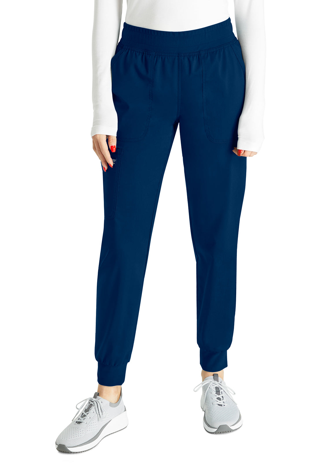 Cherokee Workwear Halfhoge joggingbroek met taps toelopende pijpen en gebreide tailleband WWE115